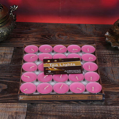 Valentine's Day Tea Light Candles Pink 50 pcs