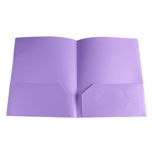 Heavy-Duty Plastic Folder Letter Size Purple with 2 Pockets 1