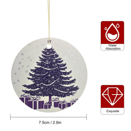 Purple Christmas Tree Ornament with Snowflake Print 1