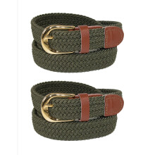 CTM Women's Elastic Braided Stretch Belt (Pack of 2)