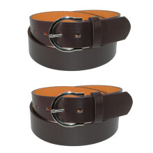 CTM Womens 35 mm Wide Basic Bridle Belt Twin Pack