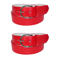 CTM Womens 35 mm Wide Basic Bridle Belt Twin Pack