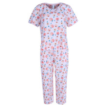 PJ Couture Women's Ribbed Short Sleeve Capri Pyjama Set