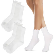 Women's White Tube Socks Mid-Calf Soft Comfortable 3 Pairs