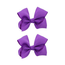 3 Inch Grosgrain Bow Set for Girls Purple 2 Pack