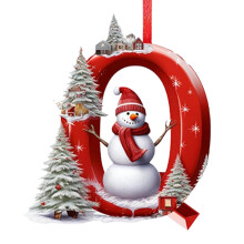 Snowman Christmas Tree Ornament A-Z Red 26-Piece