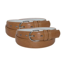 CTM Women's Leather Dress Belt 2-Pack 28.5 mm Silver Buckle