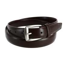 CTM Men's 32 mm Wide Basic Leather Dress Belt