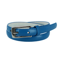 CTM Women's 19 mm Skinny Leather Dress Belt Silver Buckle