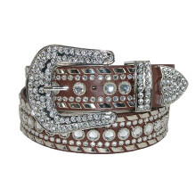 CTM Women's Western Diamante Belt 38 mm Wide Bling Cowgirl Belt (Plus Size Available)