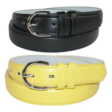 CTM Women's Leather Dress Belt 2 colour Pack 28.5 mm Silver Buckle