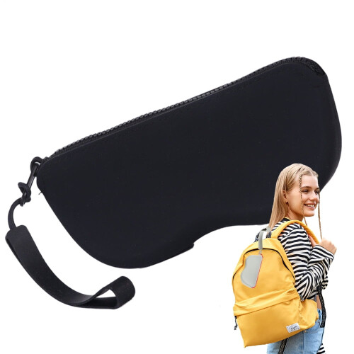 Soft Silicone Glasses Case with Zipper Lanyard Hook