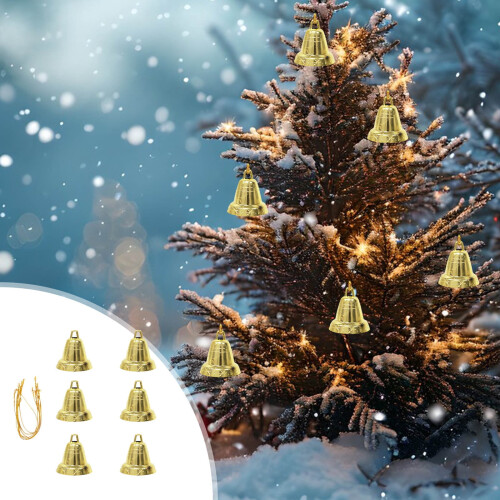 Christmas Gold Bells Pendants 1.1 Inch 6 Pack 1