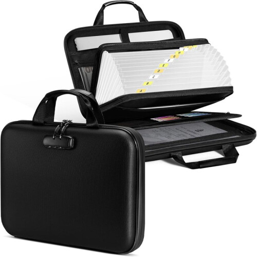 Fireproof Document Organizer Box with Lock & File Folder, Hard Case Fire Proof Safe Bag for Documents Files Valuable 1