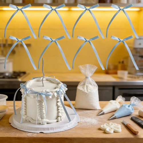 Bow Cake Topper Ribbon Bow Cupcake Toppers 30 Pcs 2