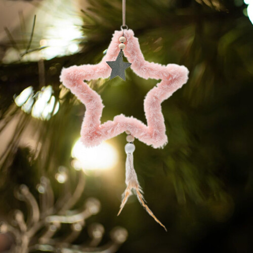 Plush Star Christmas Ornament Pink 9.3 in 2