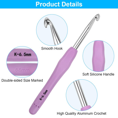 Crochet Hooks Set Ergonomic Handles 12-Piece 2
