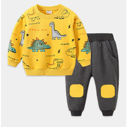 Toddler Boys Sweatsuit Set Cartoon Print Pullover and Knee 1
