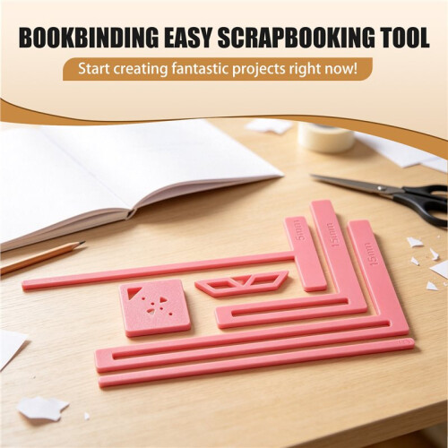 6Pcs Bookbinding Easy Scrapbooking Tool for , Great Stencils and Cutter Guide Kit Can Be Made Into Notebook 1