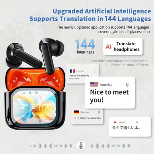 Wireless Bluetooth Translation Earbuds with LED Display 1