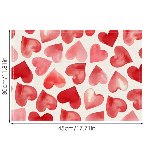 Romantic Heart Placemats Waterproof 12x18 inch 2