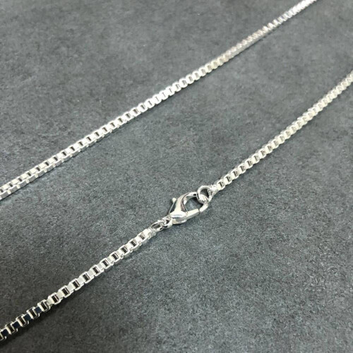 Brass Box Chain Necklace Silver Plated 24 inch 2mm 1