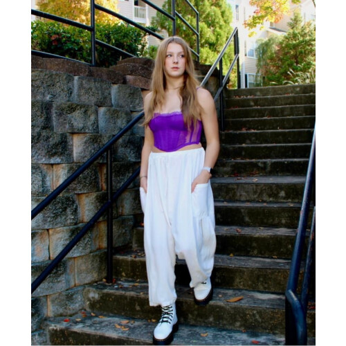 Women's Linen Wide Leg Pants Casual Loose Drawstring 2