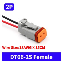 DT Connector with 15 cm Wiring Harness DT06-2S/DT04-2P