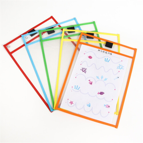 Clear Plastic File Folders with Front Pocket 6-Pack