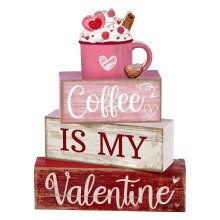 Wooden Heart Valentine Tiered Tray Decor 1 Piece