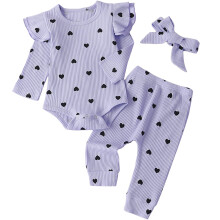 Baby Girl Ruffle Romper Set Cotton Bodysuit Light Purple
