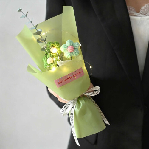 Handmade Knitted Daisy Bouquet Wool Flowers 5.9In