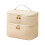 Double Layer Leather Cosmetic Bag with Handle and Removable 2