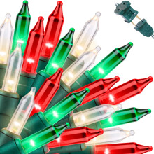 Christmas Lights Warm White Red Green 100 LEDs 19.6 Ft