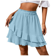 Women's High-Waist Ruffle Mini Skirt A-Line Pleated