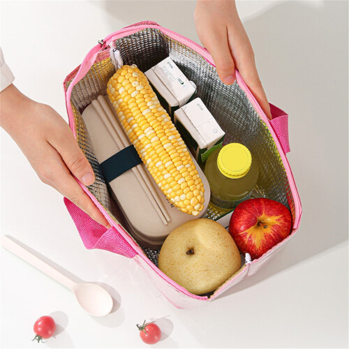 Pink Portable Lunch Bag with Thermal Insulation 2