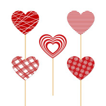 Valentine Heart Picks for Vases Cakes Desserts 15PCS
