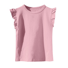 Girls Cotton Ruffle Short Sleeve Crewneck Tee