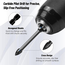 12PCS Diamond Drill Bit Set, 35mm Extended Diamond Brazed Grinding Surface, Dry Drilling Wax Core, 1/4Inch Hex Shank