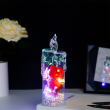 LED Electronic Candle Night Light Transparent Rose Design 1