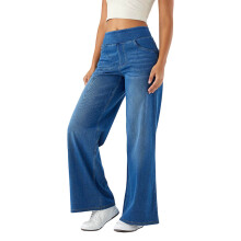 Women's Straight Leg High Waisted Stretch Jeans Blue