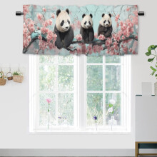 Panda and Cherry Blossom Valance Rod Pocket 54x18 in 1 Panel