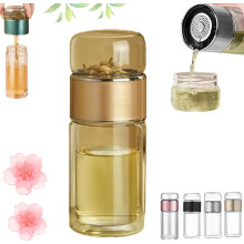 Glass Tea Infuser Bottle Double-Layered 3-in-1