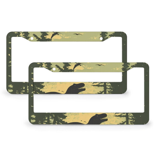 Dinosaur Trailer License Plate Frame Aluminum 2 PCS