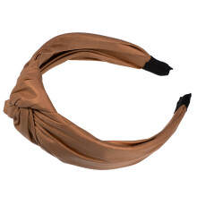 Knotted Headband Faux Leather Khaki 1.57 Inches Wide
