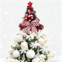 Candy Bows Hat Christmas Tree Topper Peppermint Ribbon