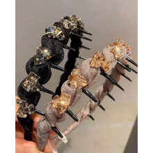 Rhinestone Headband for Women Reversible High-Crown Hair