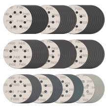 100 Stuks 5 Inch Schuurdiscs Haak & Lus 8-Gat Nat/Droog Schuurpapier Assortiment voor Hout, Metaal, Automotive