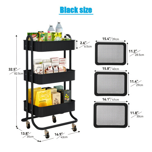 Kitchen Trolley Multi-Layer with 2 Locking Wheels