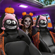 4Pcs Funny Cartoon Car Headrest Covers, Cute Printed Car Headrest Protector, Universal Auto Rest Cover